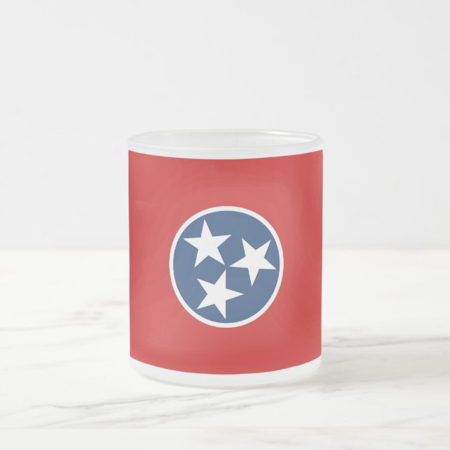 Frosted small glass mug with flag Tennessee (Center)