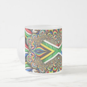 Frosted small glass mug with South African Colours