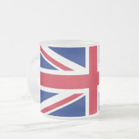 Frosted small glass mug with United Kingdom flag