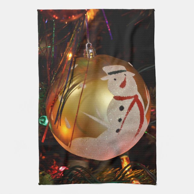 Frosted Snowman Christmas Ornament Towel (Vertical)