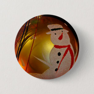 Frosted Snowman Ornament 6 Cm Round Badge