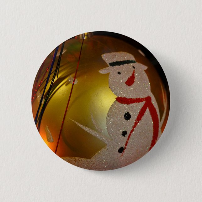 Frosted Snowman Ornament 6 Cm Round Badge (Front)