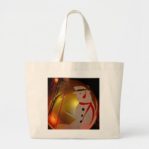 Frosted Snowman Ornament Large Tote Bag
