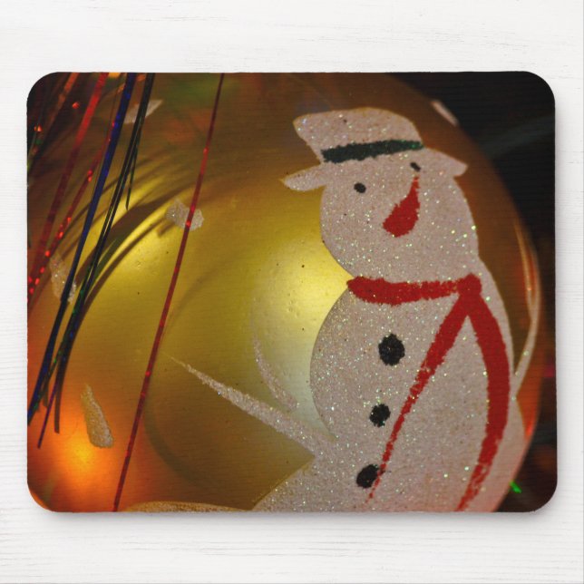 Frosted Snowman Ornament Mouse Pad (Front)