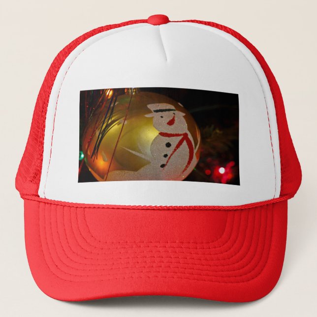 Frosted Snowman Ornament Trucker Hat (Front)