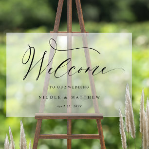 Frosted Style Elegant Welcome Wedding Acrylic Sign