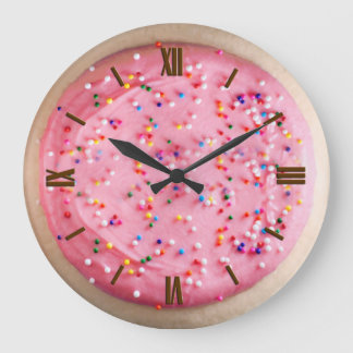 Frosted Sugar Cookie, Strawberry Pink Large Clock