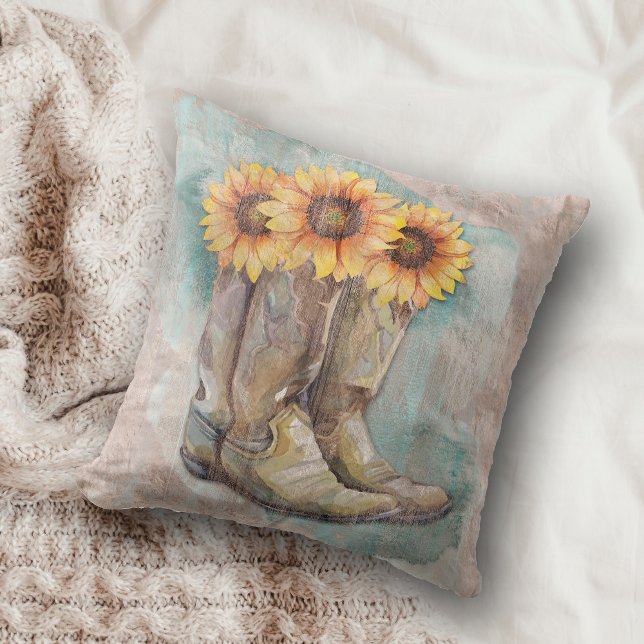 Frosted Sunflower Cowboy Boots Cushion (Creator Uploaded)