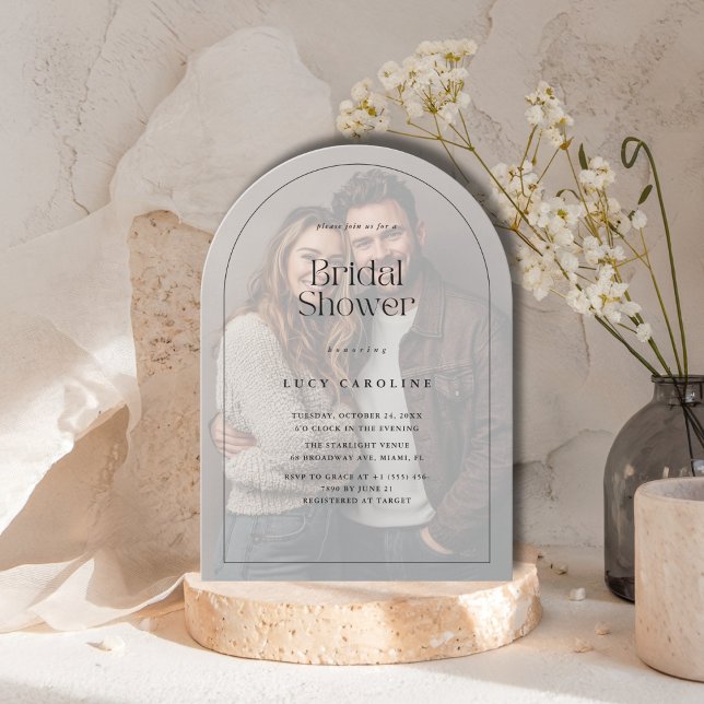 Frosted Vellum Overlay Photo Simple Bridal Shower Invitation (Creator Uploaded)