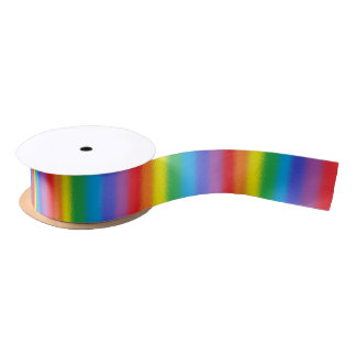 Frosted Vertical Rainbow Ribbon Satin Ribbon