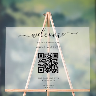 Frosted Welcome Wedding Seating With QR Code Acrylic Sign