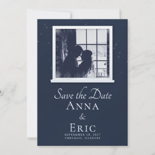 Frosted Window Winter Photo Wedding Save the Date Invitation