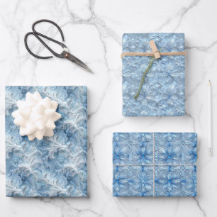 Frosted Windowpanes and Ice Crystals Pattern Wrapping Paper Sheet