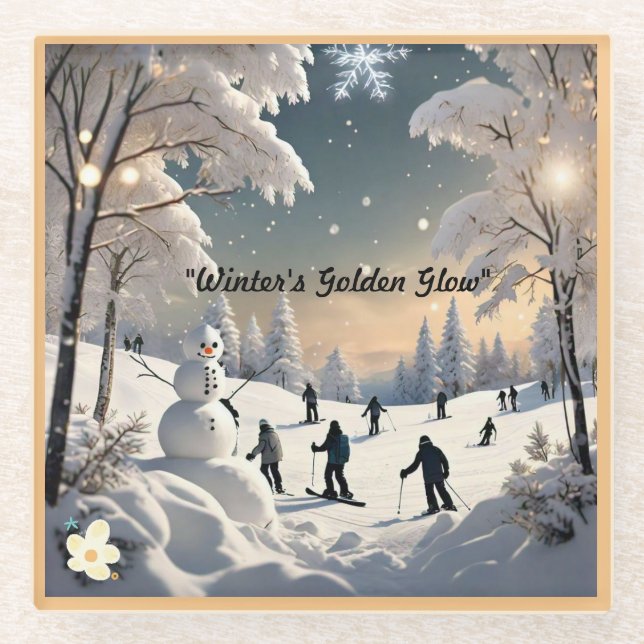 "Frosted Winter Morning" Glass Coaster (Front)