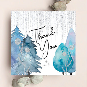 Frosted Winter - Silver- Bridal Thank You Card