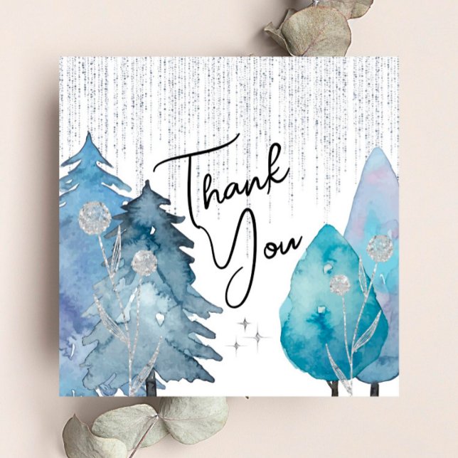 Frosted Winter - Silver- Bridal Thank You Card (Creator Uploaded)