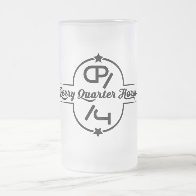 Frosted with black logo frosted glass beer mug (Center)