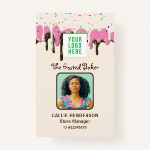 Frosting Pastry Bakery Logo Business Employee ID Badge