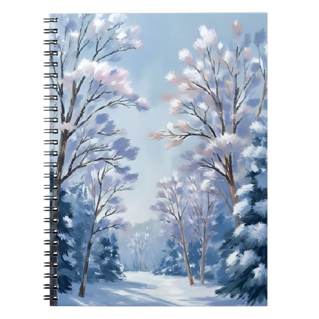 Frostlight Forest | Winter Snow Watercolor Nature Notebook (Front)