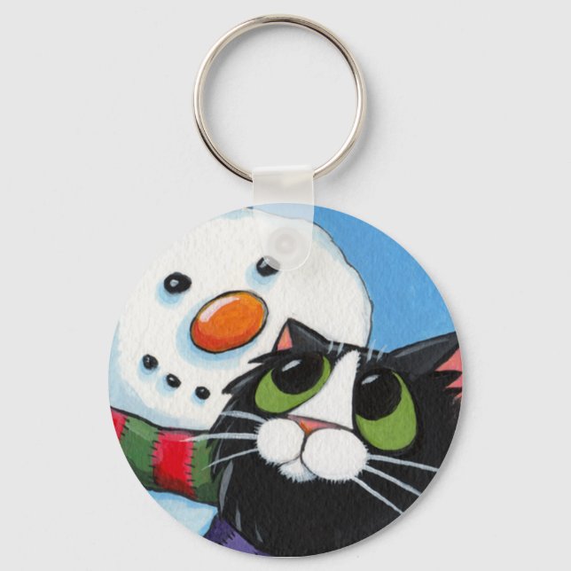 Frosty and Sox - Christmas Cat Keychain (Front)