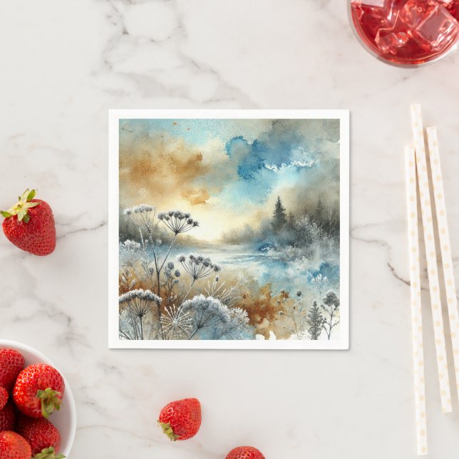 Frosty Autumnal Morning Watercolor Découpage Napkin (Insitu)