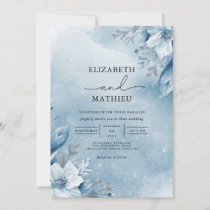 Frosty Azure Bloom Wedding Invitation