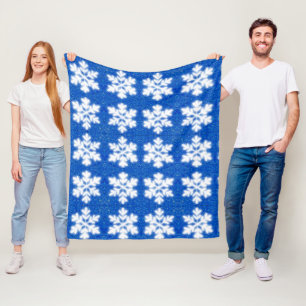 Frosty blue North Pole snowflakes   sparkling snow Fleece Blanket