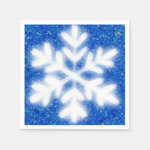 Frosty blue North Pole snowflakes sparkling snow Napkin