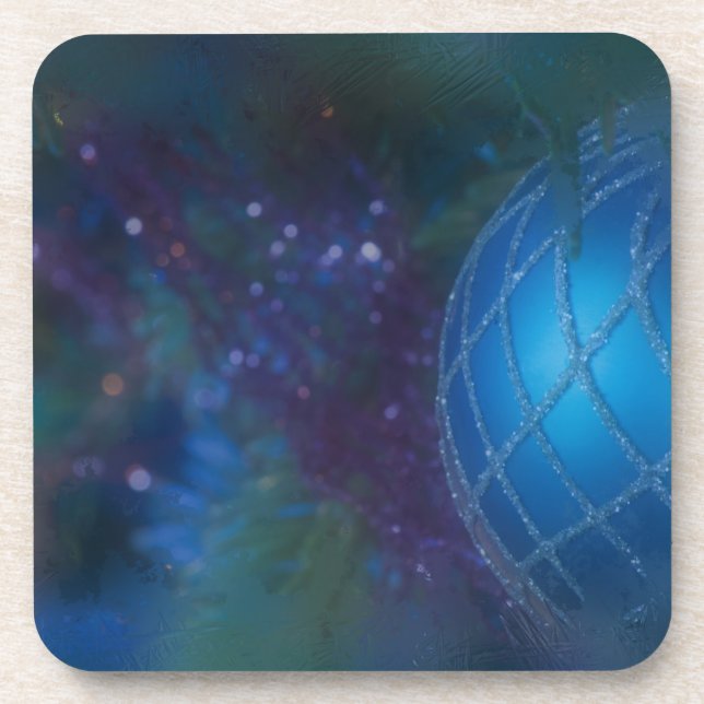 Frosty Blue Ornament Coaster (Front)