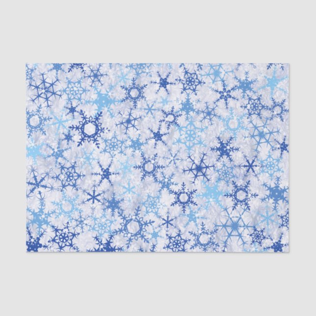 Frosty Blue Snowflakes Tissue Paper (Front)