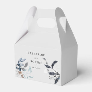 Frosty Blue Winter Floral Monogram Wedding Favour Box