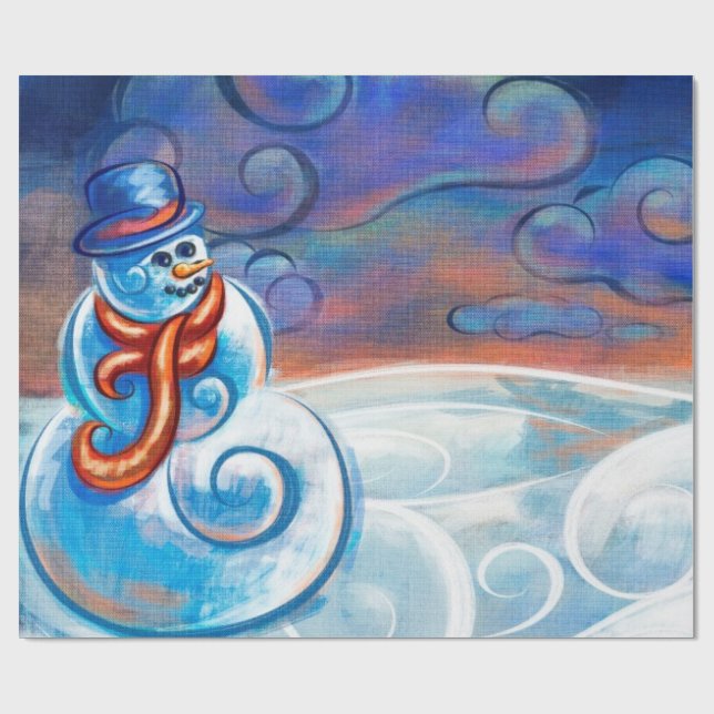 Frosty Blues Art Wrapping Paper (Flat)
