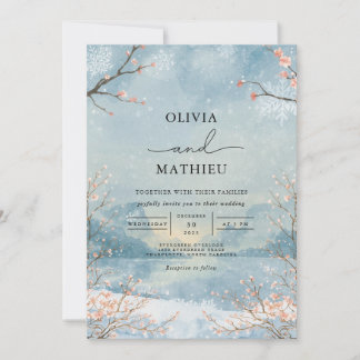 Frosty Branch Botanical Wedding Invitation
