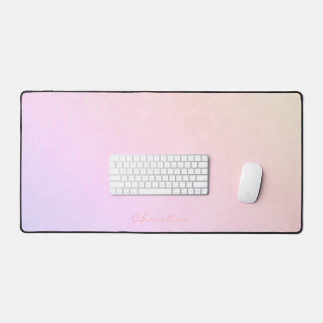 Frosty Champagne Pink Peach Purple Ombré with Name Desk Mat (Keyboard & Mouse)