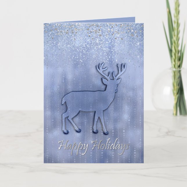 Frosty Deer Silhouette Holiday Card (Front)
