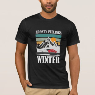 Frosty Feelings Winter Mountain Red Car T-Shirt