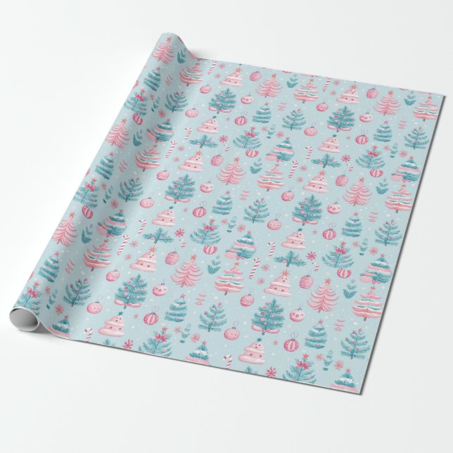 "Frosty Festive Wonderland Pattern" Wrapping Paper (Unrolled)