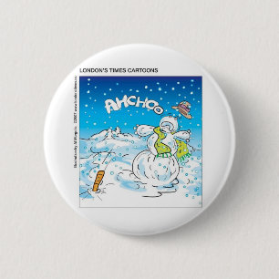 Frosty Fights The Flu Funny Christmas Gifts & Tees 6 Cm Round Badge