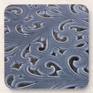 Frosty Filigree Metal Patterns Coaster