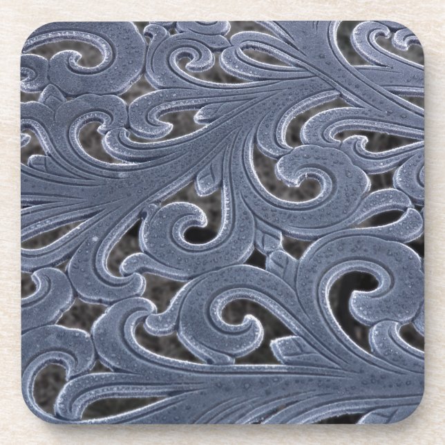 Frosty Filigree Metal Patterns Coaster (Front)