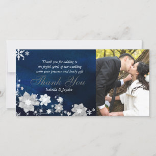 Frosty Floral Winter Wedding Thank You Photo