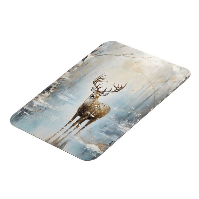 Frosty Forest Woodland Deer Magnet (Left Side)