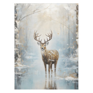 Frosty Forest Woodland Deer Tablecloth