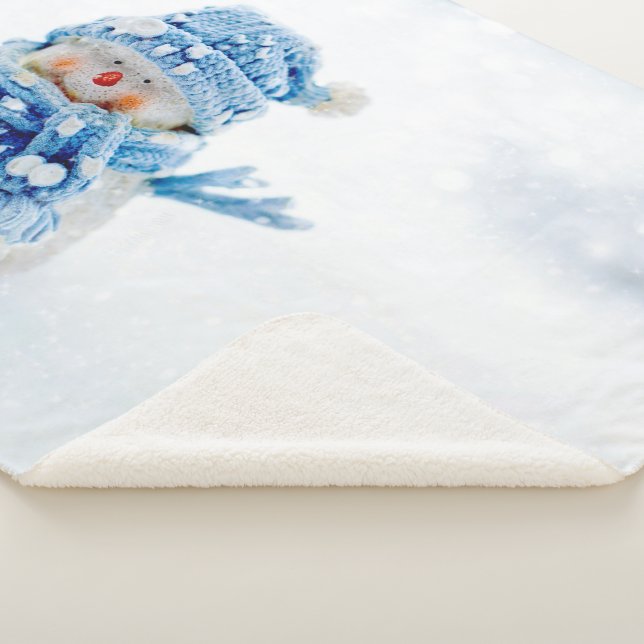 Frosty friend in blue sherpa blanket (3/4)