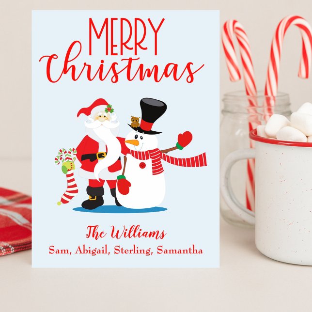 Frosty Friends & Santa Cheer Christmas Photo  Holiday Card (Creator Uploaded)
