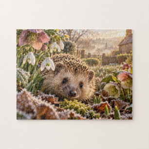 Frosty Garden Hedgehog Design Jigsaw Puzzle