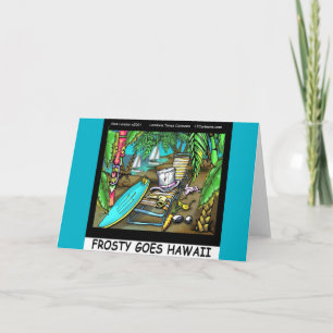 Frosty Goes Hawaii Funny Christmas Holiday Card