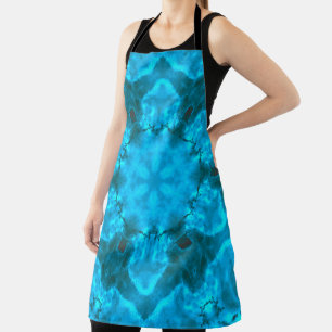 Frosty Ice Blue Snowflake Kaleidoscope Pattern Apron