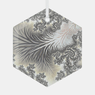 Frosty Ice Crystals Frozen Look Fractal Fine Art Glass Tree Decoration