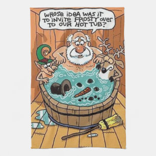 Frosty In A Hot Tub Tea Towel